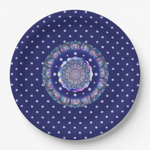 Blue Rosace Paper Plate