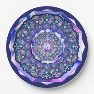 Blue Rosace Paper Plate