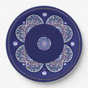 Blue Rosace Paper Plate