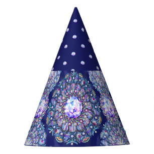 Blue Rosace Party Hat