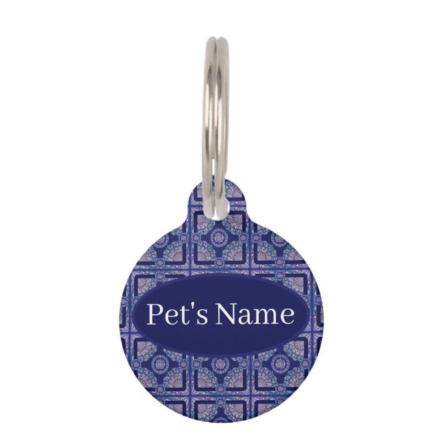 Blue Rosace Pet Tag (Front)