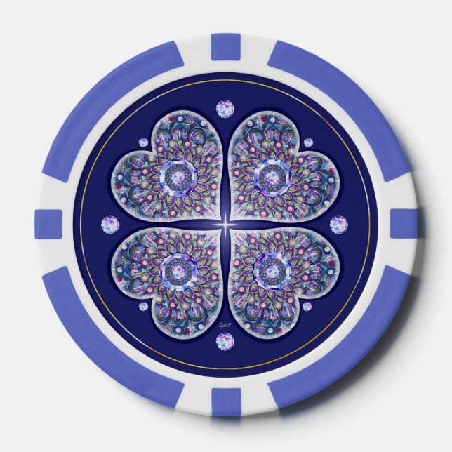 blue Rosace Poker Chips (Front)