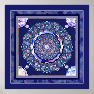 Blue Rosace Poster