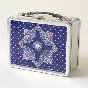 Blue Rosace recipes Metal Lunch Box