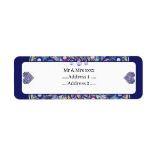 Blue Rosace Return Address Label