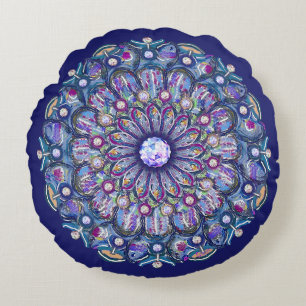Blue Rosace  Round Cushion