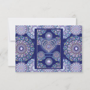 Blue Rosace RSVP Card