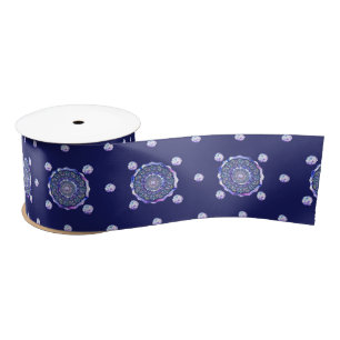 Blue Rosace Satin Ribbon
