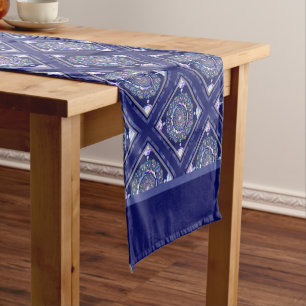 Blue Rosace Short Table Runner