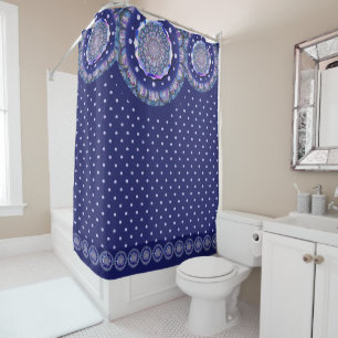 Blue Rosace Shower Curtain