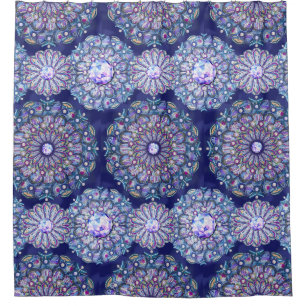 Blue Rosace Shower Curtain