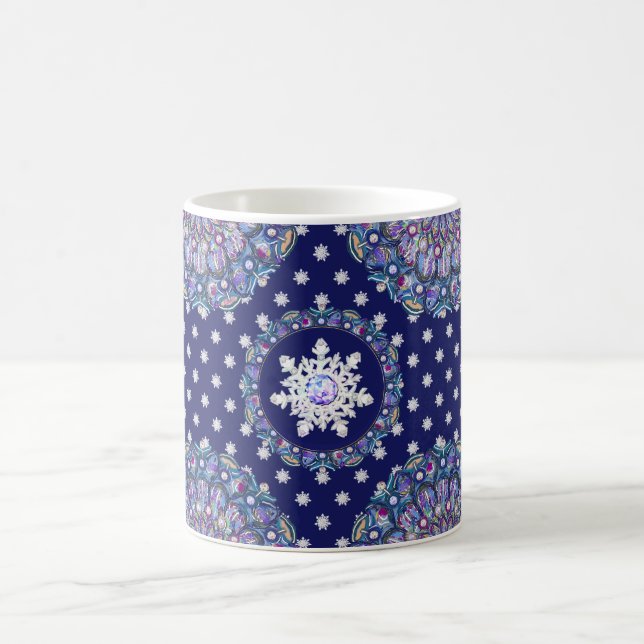 Blue rosace & snowflake coffee mug (Center)