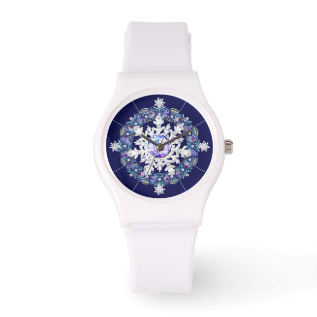 Blue rosace & snowflake watch (Front)