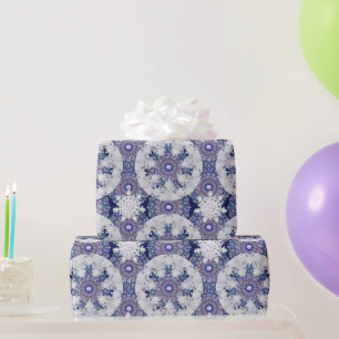 Blue rosace & snowflake wrapping paper