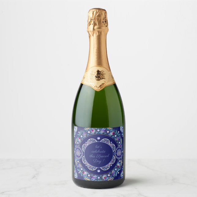 Blue Rosace Sparkling Wine Label (Front)
