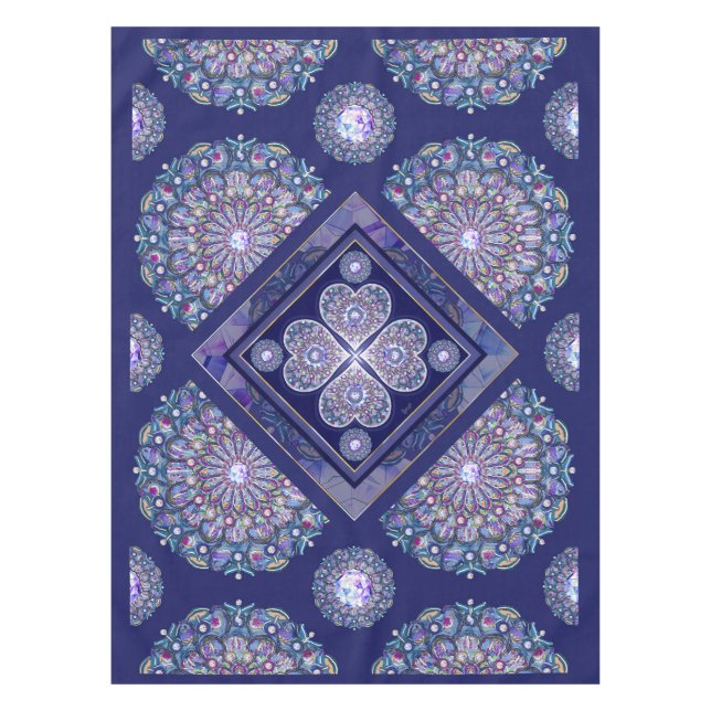 Blue Rosace Tablecloth (Front)