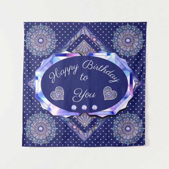 Blue Rosace  Tapestry (Front)