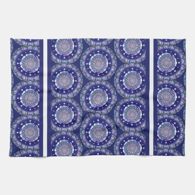 Blue Rosace Tea Towel (Horizontal)