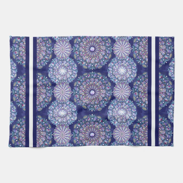 Blue Rosace Tea Towel (Horizontal)