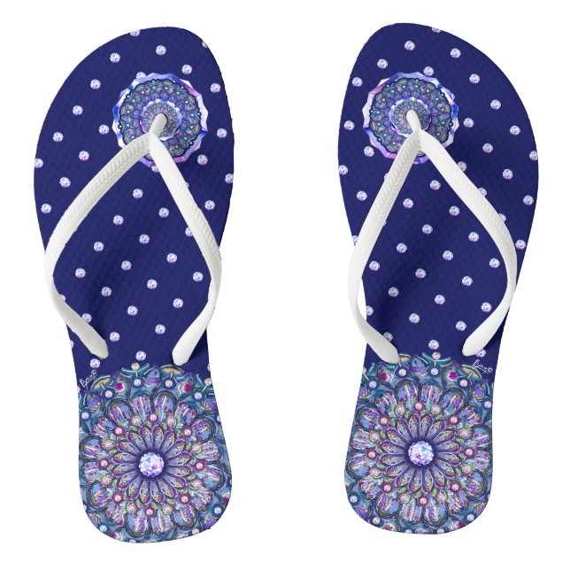 Blue Rosace  Thongs (Footbed)