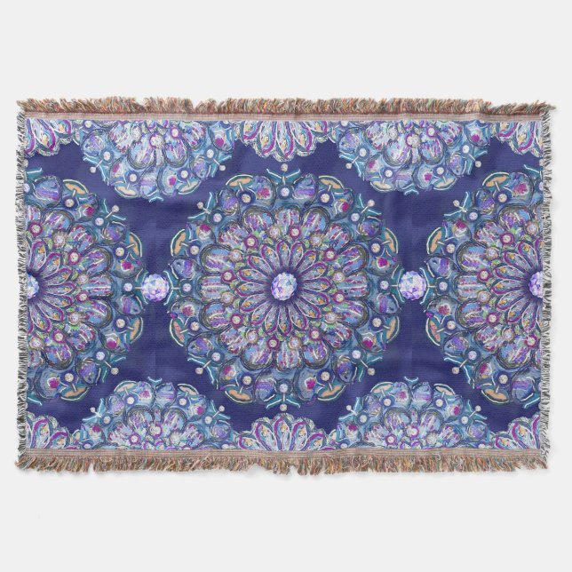 blue rosace throw blanket (Front)