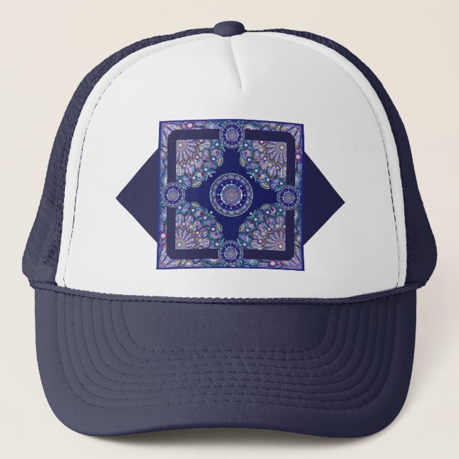 Blue Rosace Trucker Hat (Front)