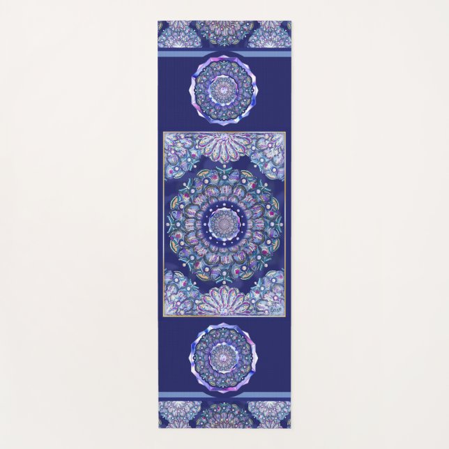 Blue Rosace  Yoga Mat (Front)