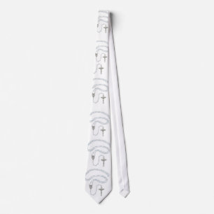 Blue Rosary bead neck tie