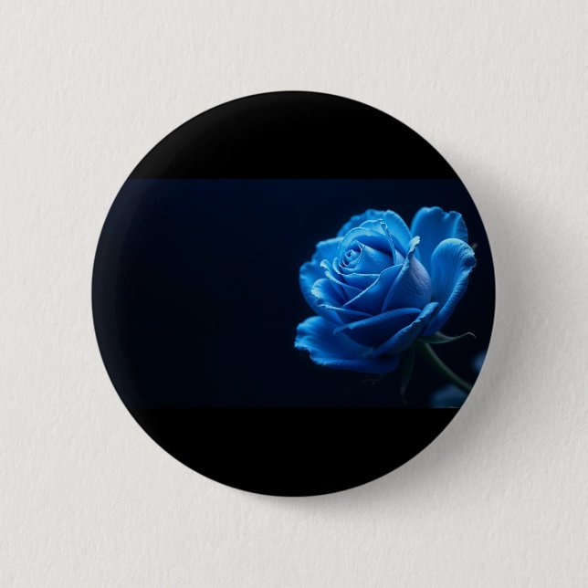 blue rose  6 cm round badge (Front)