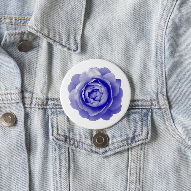 Blue rose 7.5 cm round badge (In Situ)