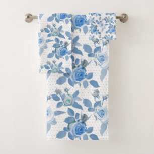 Blue Rose Bath Towel Set