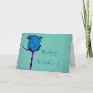 Blue Rose Birthday Card