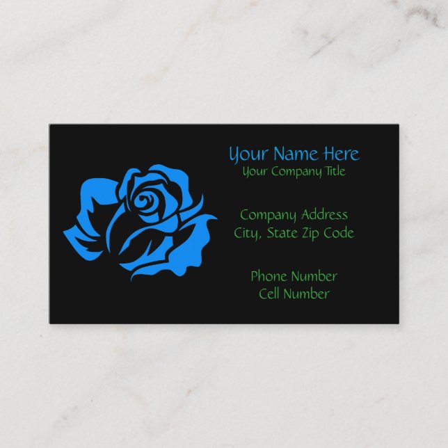 Blue Rose Bloom Customisable Business Card (Front)