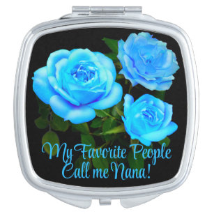Blue rose blue flowers compact mirror