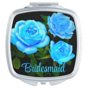 Blue rose blue flowers compact mirror