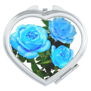 Blue rose blue flowers makeup mirror