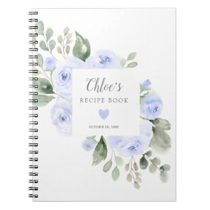 Blue Rose Botanical Bridal Shower Recipe Book