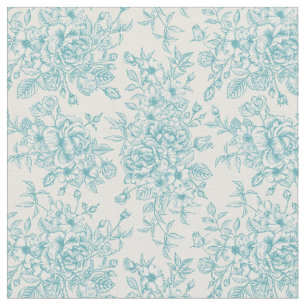 Blue Rose Bouquet Garden Floral Pattern Fabric
