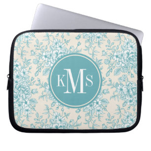 Blue Rose Bouquet Garden Floral Pattern Laptop Sleeve