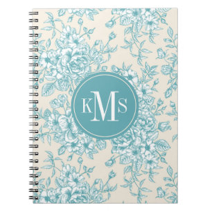 Blue Rose Bouquet Garden Floral Pattern Notebook