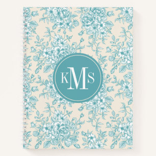 Blue Rose Bouquet Garden Floral Pattern Notebook