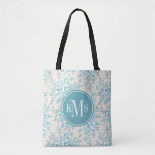 Blue Rose Bouquet Garden Floral Pattern Tote Bag