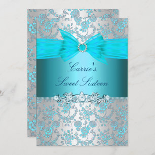 Blue Rose Bow Sweet Sixteen Invite