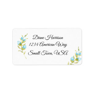 Blue Rose Buds Wedding Label