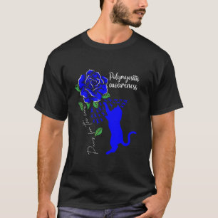 Blue Rose Cat Paws For The Cure Polymyositis Aware T-Shirt