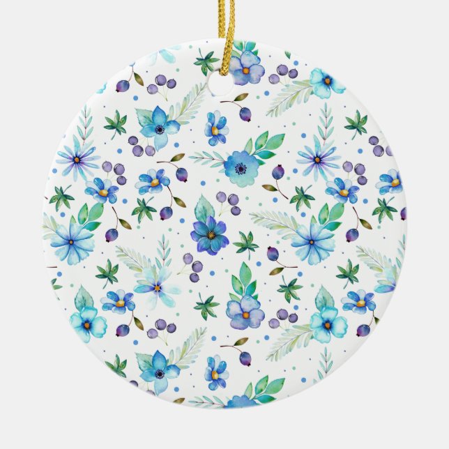 Blue rose ceramic ornament (Front)