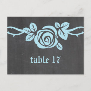 Blue Rose Chalkboard Table Number Postcard