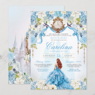 Blue Rose Cinderella Royal Princess Quinceanera Invitation