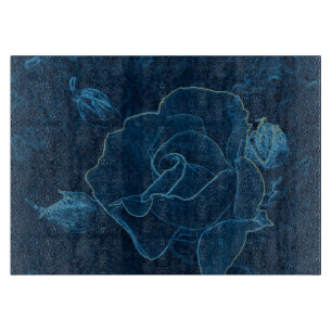 blue rose contour cutting board