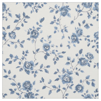 Blue Rose Cottagecore Floral Pattern Fabric